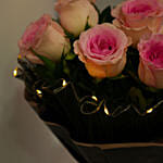 Luxury Led Pink Roses Gift Bouquet