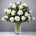 Beauty of White and Blue Flowers Vase