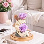 Preserved Purple Roses In Glass Dome