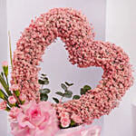 Heart Shaped Pink Babys Breath Arrangement For Mom