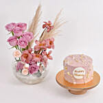 Tulips and Roses with Birthday Cake
