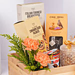 Premium Wooden Hamper Assorted Snacks and Tea Collection