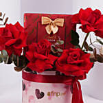 Romantic Red Rose and Lindt Chocolate Heart Box