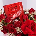 Romantic Red Rose Bouquet with Lindt Chocolates