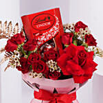 Romantic Red Rose Bouquet with Lindt Chocolates