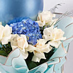Fathers Day White And Blue Floral Bouquet