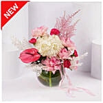 Blushing Blossom Arrangement in Glass Vase