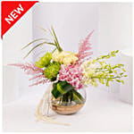 Serene Bloom Arrangement in Glass Vase