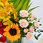 Eggless Chocolate Truffle Cake and Flowers Combo