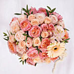 Peach And Pink Roses Luxury Flower Box