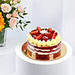 Red Velvet Cake and with Mix Flowers