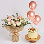 Roses Affection Cake and Balloons