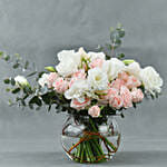 Spray Roses with White Lisianthus in Fish Bowl