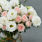 Spray Roses with White Lisianthus in Fish Bowl