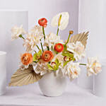 Sunset Serenity White and Orange Flower Arrangement in Vase