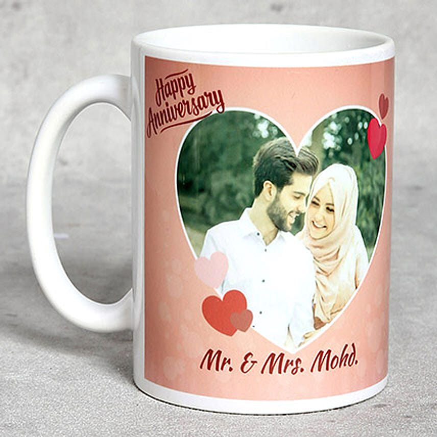 Personalised Anniversary Mug White: Send Personalised Gifts to Saudi Arabia