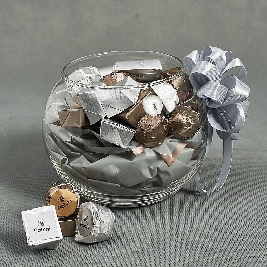 Glass Bowl Of Patchi Chocolates: 