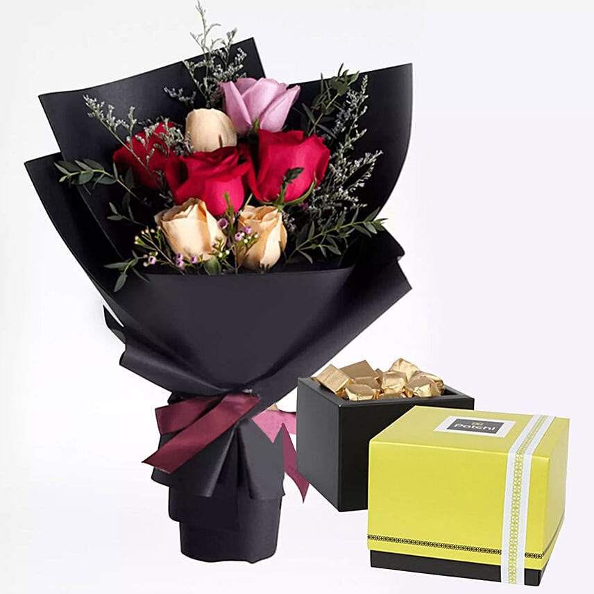 Mixed Roses Posy & Patchi Chocolates: Send Flowers and Chocolates to Saudi Arabia