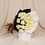 White Roses Bouquet N Valentine Teddy | 24 Roses