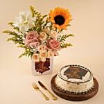 Blessed Hajj Flowers And Cake Gift Set