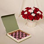 Blush of Love Roses with Chocolates for Valentine's