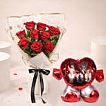 Valentine's Day 9 Roses Bouquet with Cushion