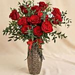 Valentine's Day 12 Rose in Premium Vase Gift