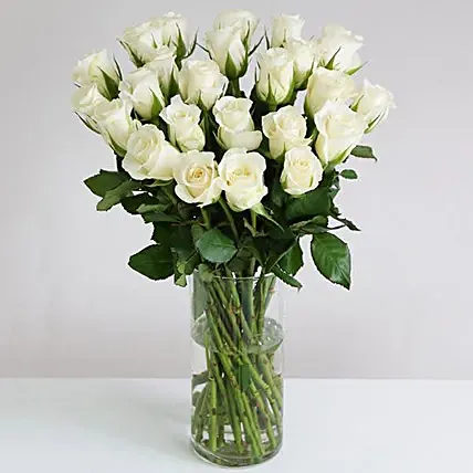 White Roses In Hurricane Vase: Gift Delivery UK