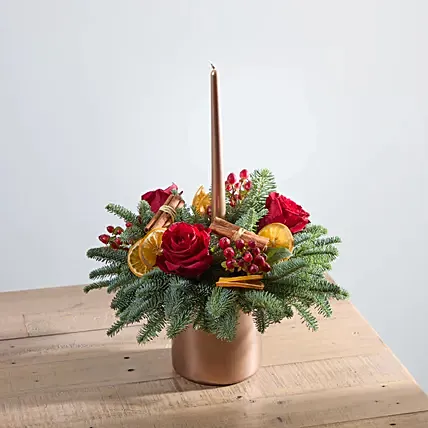 Luxury Red Candle Arrangement: Flowers Delivery UK